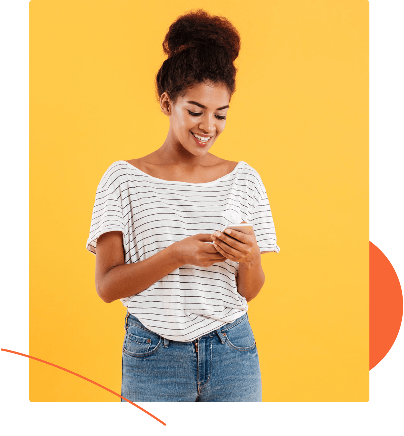 Smiling woman on phone